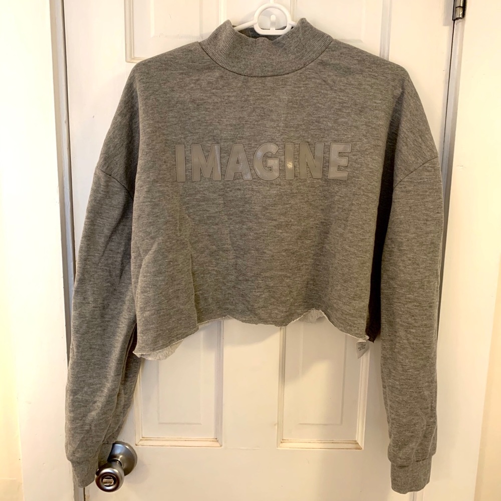 Mock-Neck Cropped Sweatshirt